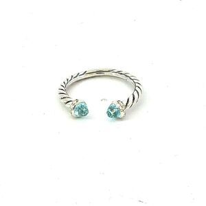 David Yurman Diamond Prasiolite Ring Size 8 Sterling Silver Estate DY600